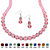 Beaded Simulated Birthstone Necklace and Earrings Set in Silvertone-110 at PalmBeach Jewelry