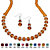 Beaded Simulated Birthstone Necklace and Earrings Set in Silvertone-111 at PalmBeach Jewelry