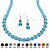 Beaded Simulated Birthstone Necklace and Earrings Set in Silvertone-112 at PalmBeach Jewelry