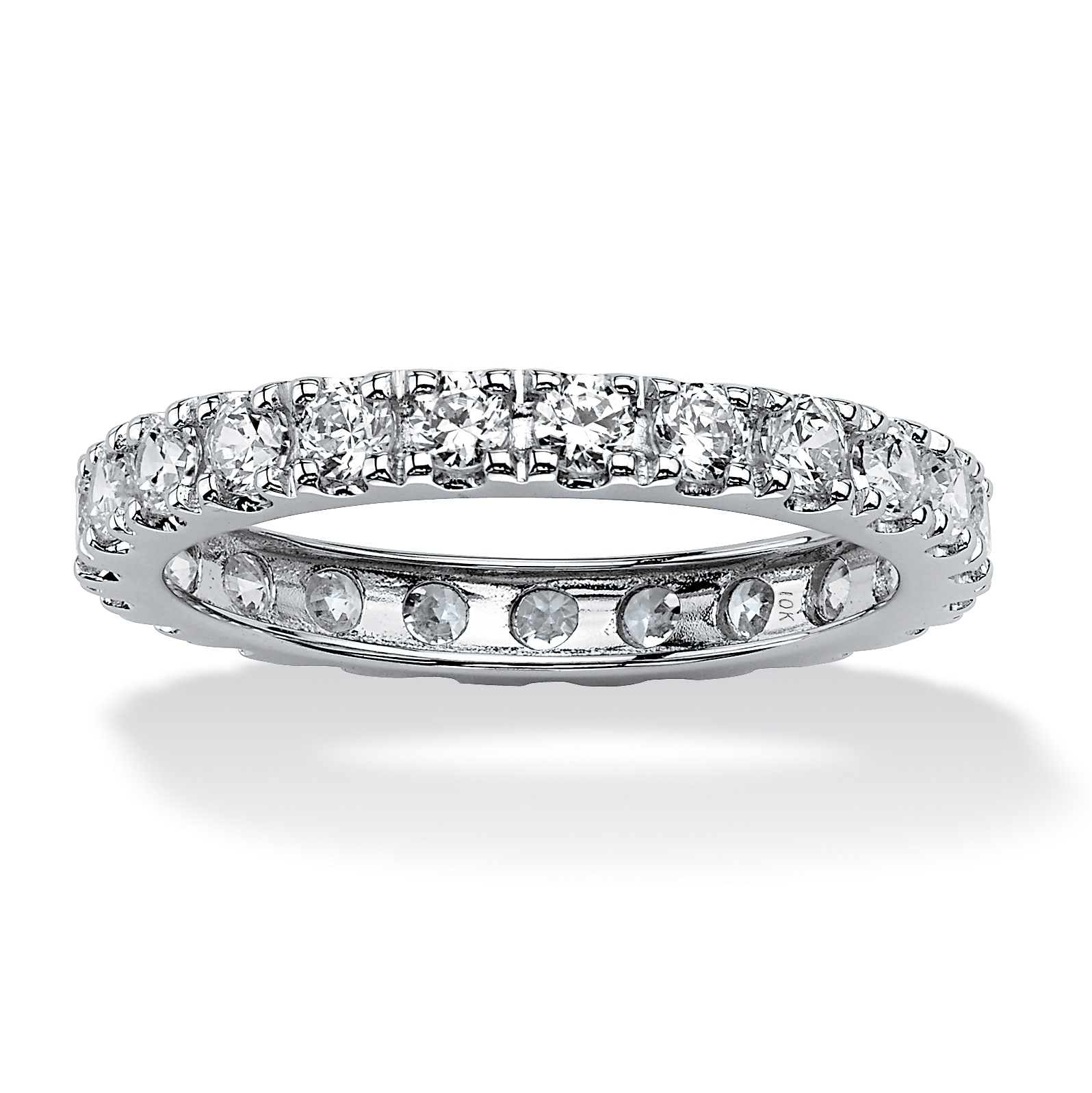 Shop Curata Solid 14k White Gold Cubic Zirconia Stackable Eternity Wedding Band Ring Sizes 5 9 Overstock 20678408