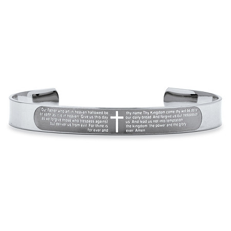 Lord's Prayer Cuff Bracelet in Stainless Steel Adjustable 7.5" at Direct Charge presents PalmBeach