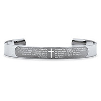 Lord's Prayer Cuff Bracelet in Stainless Steel Adjustable 7.5"