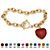Crystal Heart Charm Simulated Birthstone Toggle Bracelet in Yellow Gold Tone-101 at PalmBeach Jewelry