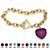 Crystal Heart Charm Simulated Birthstone Toggle Bracelet in Yellow Gold Tone-102 at PalmBeach Jewelry