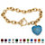 Crystal Heart Charm Simulated Birthstone Toggle Bracelet in Yellow Gold Tone-103 at PalmBeach Jewelry