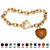 Crystal Heart Charm Simulated Birthstone Toggle Bracelet in Yellow Gold Tone-111 at PalmBeach Jewelry