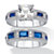 Princess-Cut Cubic Zirconia and Simulated Blue Sapphire Wedding Ring Set 5.45 TCW Platinum-Plated-11 at PalmBeach Jewelry