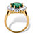 7.08 TCW Created Oval-Cut Emerald Ring with CZ Accents in 18k Gold over Sterling Silver-12 at PalmBeach Jewelry