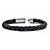 Men's Black Leather Bracelet with Stainless Steel Slip Lock Closure 10"-12 at Direct Charge presents PalmBeach
