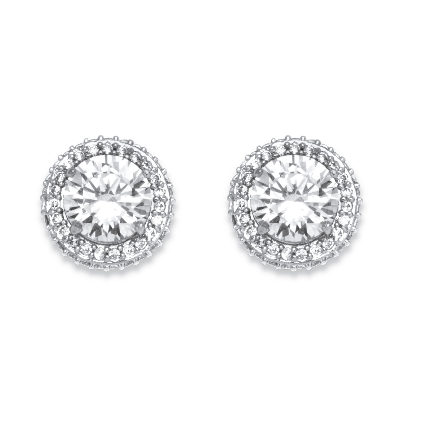 4.91 TCW Cubic Zirconia Stud Earrings Platinum-Plated at PalmBeach Jewelry