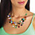 Multi-Color Genuine Agate Round Bead and Fringe Bib Necklace and Drop Earring Set in Gold Tone 18"-21"-13 at Direct Charge presents PalmBeach