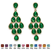 Pear-Cut Simulated Birthstone Chandelier Earrings in Yellow Gold Tone