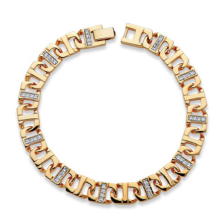 Men's 1.10 TCW Cubic Zirconia 10 mm Mariner-Link Bracelet Gold-Plated 9.75" (10mm) at Direct Charge presents PalmBeach