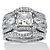 3.12 TCW Princess-Cut Cubic Zirconia Platinum over Silver 3-Piece Crossover Bridal Ring Set-11 at PalmBeach Jewelry