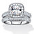 2.08 TCW Cushion-Cut Cubic Zirconia Platinum over .925 Silver 2-Piece Halo Bridal Ring Set-11 at PalmBeach Jewelry