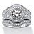 2.73 TCW Round Cubic Zirconia Platinum over Sterling Silver 3-Piece Vintage-Inspired Bridal Set-11 at PalmBeach Jewelry
