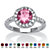 Round Simulated Simulated Birthstone and Cubic Zirconia Halo Ring in Sterling Silver-106 at PalmBeach Jewelry