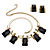 Checkerboard-Cut Black Crystal Vintage-Inspired Necklace and Earring Set in Gold Tone 18"-20"-11 at PalmBeach Jewelry