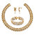 Simulated Pearl and Crystal 3-Piece "X" Necklace, Earrings and Bracelet Set in Yellow Gold Tone 18"-11 at PalmBeach Jewelry