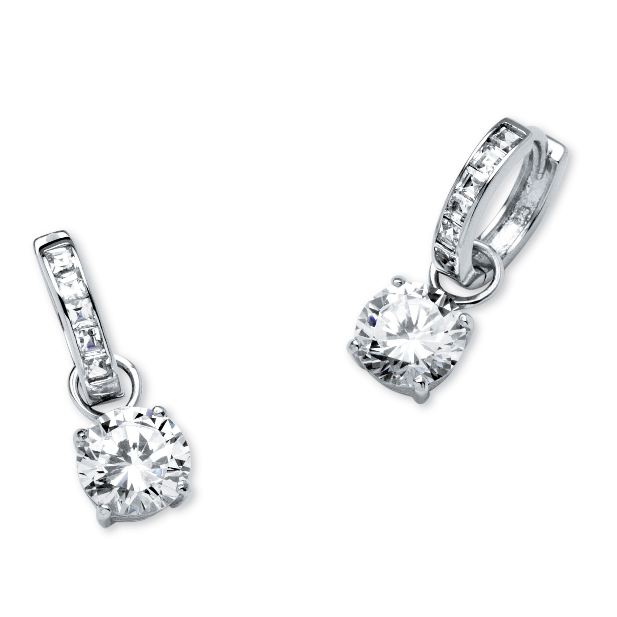 4.40 TCW Cubic Zirconia Huggie Hoop Earrings in Platinum over Sterling