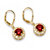 Simulated Birthstone Halo Drop Earrings in Gold-Plated Sterling Silver-12 at PalmBeach Jewelry