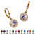 Simulated Birthstone Halo Drop Earrings in Gold-Plated Sterling Silver-102 at PalmBeach Jewelry