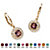 Simulated Birthstone Halo Drop Earrings in Gold-Plated Sterling Silver-106 at PalmBeach Jewelry