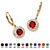 Simulated Birthstone Halo Drop Earrings in Gold-Plated Sterling Silver-107 at PalmBeach Jewelry