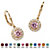 Simulated Birthstone Halo Drop Earrings in Gold-Plated Sterling Silver-110 at PalmBeach Jewelry