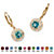 Simulated Birthstone Halo Drop Earrings in Gold-Plated Sterling Silver-112 at PalmBeach Jewelry