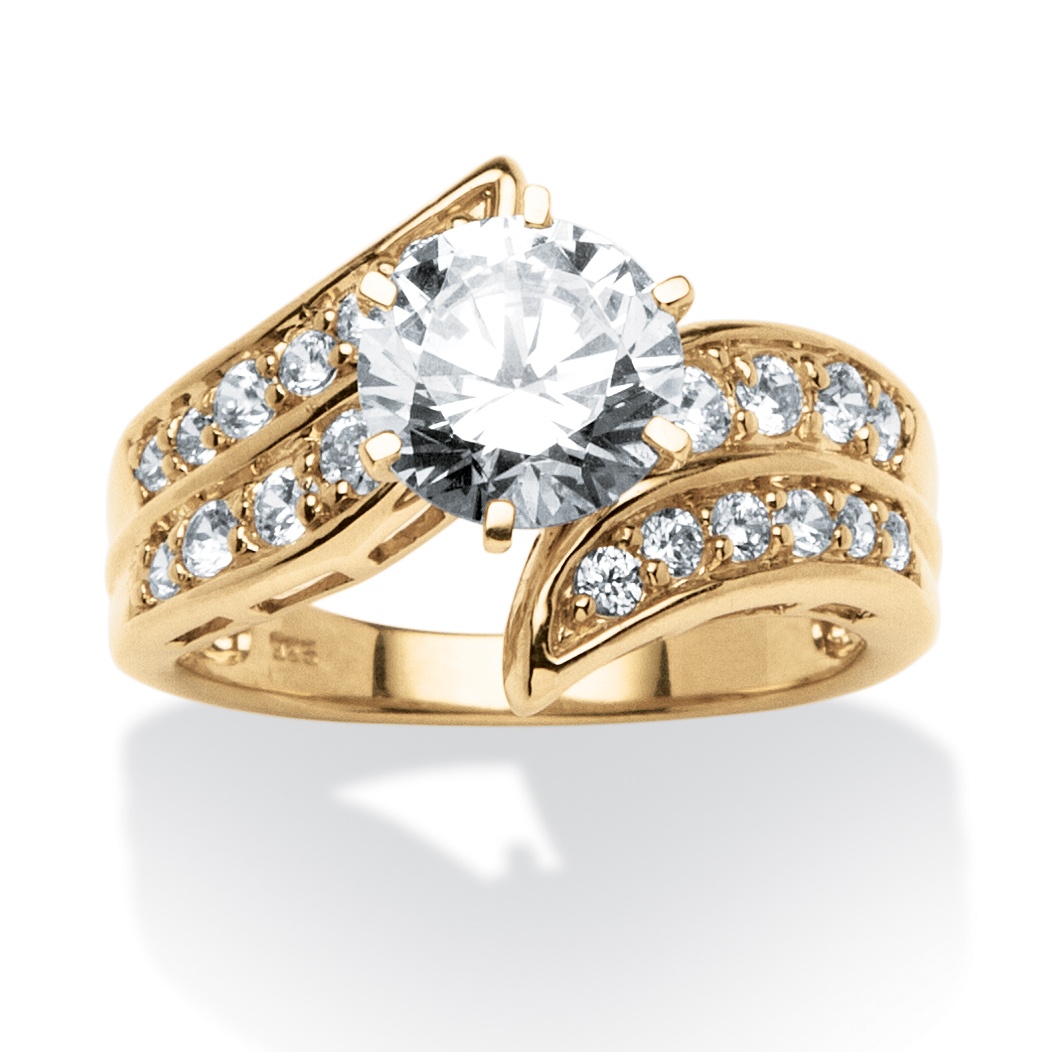 2.54 TCW Round Cubic Zirconia Bypass Ring in 18k Gold over