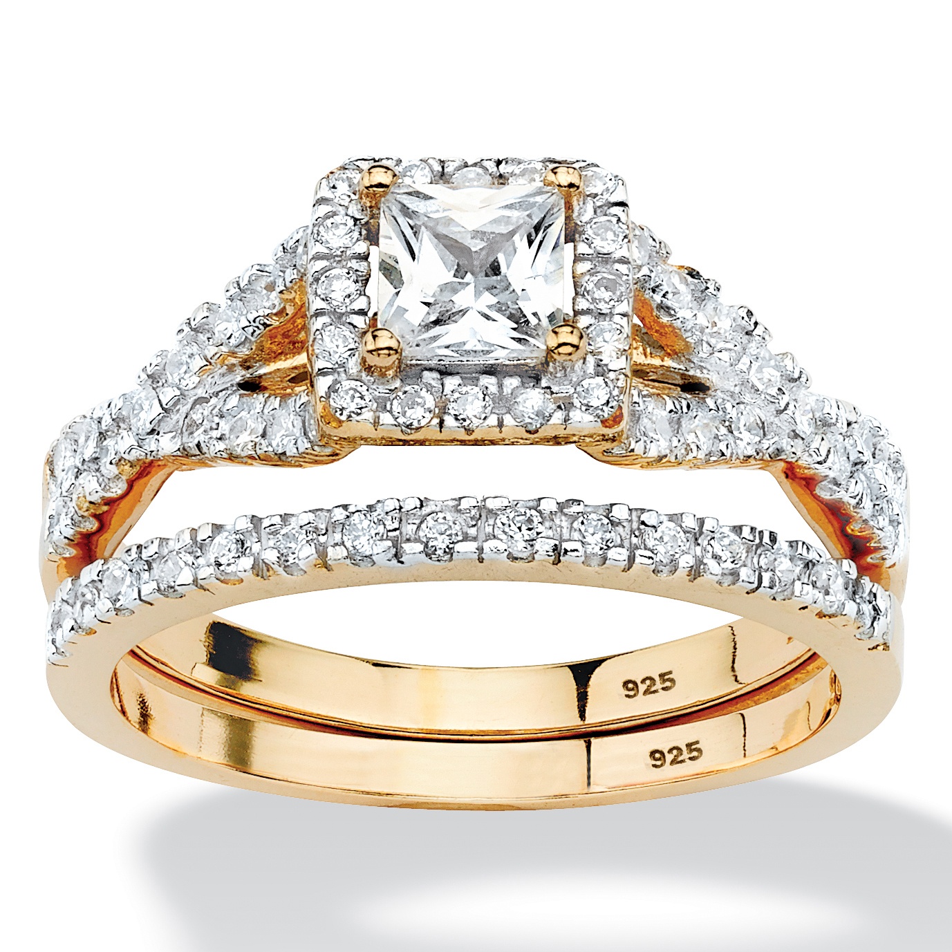 Aazon.co: Square Cubic Zirconia Bridal Set Princess Cut CZ Jewelry