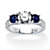Cubic Zirconia and Simulated Blue Sapphire 3-Stone Bridal Ring 2.47 TCW in Sterling Silver-11 at PalmBeach Jewelry