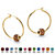 Simulated Birthstone Bead Hoop Earrings in Yellow Gold Tone (1")-101 at PalmBeach Jewelry