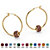 Simulated Birthstone Bead Hoop Earrings in Yellow Gold Tone (1")-102 at PalmBeach Jewelry