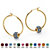 Simulated Birthstone Bead Hoop Earrings in Yellow Gold Tone (1")-103 at PalmBeach Jewelry