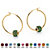Simulated Birthstone Bead Hoop Earrings in Yellow Gold Tone (1")-105 at PalmBeach Jewelry