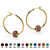 Simulated Birthstone Bead Hoop Earrings in Yellow Gold Tone (1")-106 at PalmBeach Jewelry