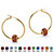 Simulated Birthstone Bead Hoop Earrings in Yellow Gold Tone (1")-107 at PalmBeach Jewelry