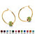 Simulated Birthstone Bead Hoop Earrings in Yellow Gold Tone (1")-108 at PalmBeach Jewelry
