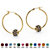 Simulated Birthstone Bead Hoop Earrings in Yellow Gold Tone (1")-109 at PalmBeach Jewelry
