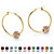 Simulated Birthstone Bead Hoop Earrings in Yellow Gold Tone (1")-110 at PalmBeach Jewelry