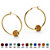 Simulated Birthstone Bead Hoop Earrings in Yellow Gold Tone (1")-111 at PalmBeach Jewelry