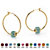 Simulated Birthstone Bead Hoop Earrings in Yellow Gold Tone (1")-112 at PalmBeach Jewelry