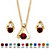 Round Simulated Birthstone Solitaire Necklace and Earring Set in Goldtone 18"-101 at PalmBeach Jewelry
