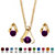 Round Simulated Birthstone Solitaire Necklace and Earring Set in Goldtone 18"-102 at PalmBeach Jewelry