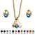 Round Simulated Birthstone Solitaire Necklace and Earring Set in Goldtone 18"-103 at PalmBeach Jewelry