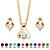 Round Simulated Birthstone Solitaire Necklace and Earring Set in Goldtone 18"-104 at PalmBeach Jewelry
