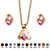 Round Simulated Birthstone Solitaire Necklace and Earring Set in Goldtone 18"-106 at PalmBeach Jewelry