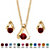 Round Simulated Birthstone Solitaire Necklace and Earring Set in Goldtone 18"-107 at PalmBeach Jewelry